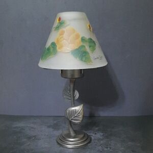 Classic Floral Table Lamp with Yellow Shade